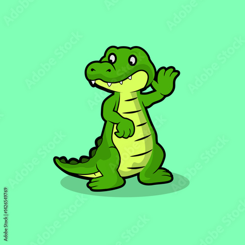 vector cartoon funny cute crocodile isolated