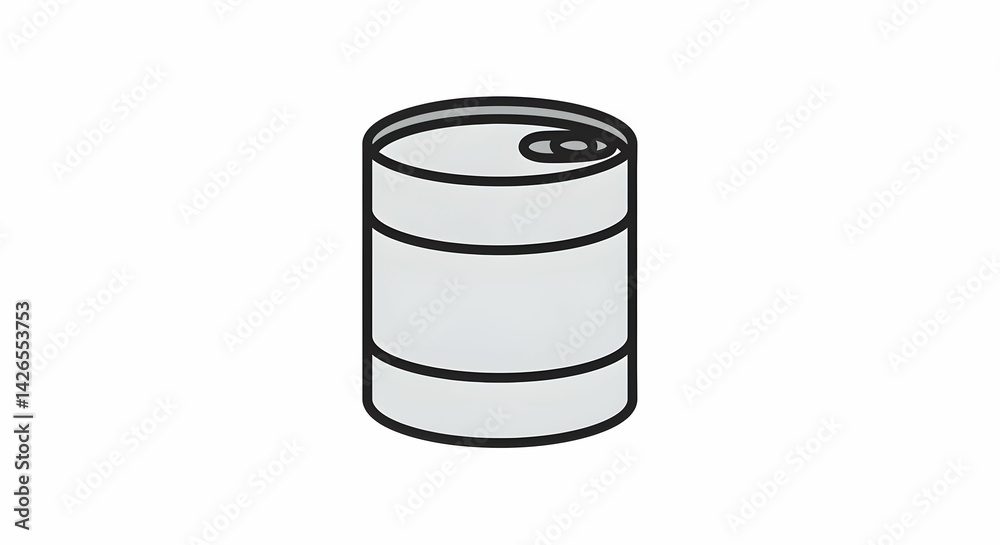 Depicting a Simple Silver Can Illustration on White