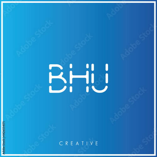 BHU Creative Minimal monogram and logo. Elegant leaves. Modern design. Premium Vector latter logo design. Creative Logo. Vector Illustration logo. letters Logo. Brand Identity  Logo.  Company Logo.