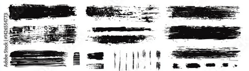 Abstract Black Brush Strokes Collection