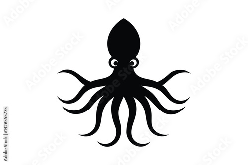 Squid icon silhouette on white background