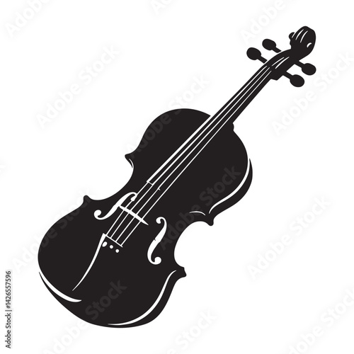 Majestic Violin silhouette, instrument of grace and power – Violin illustration – Minimalist Violin vector – Musical instrument silhouette

