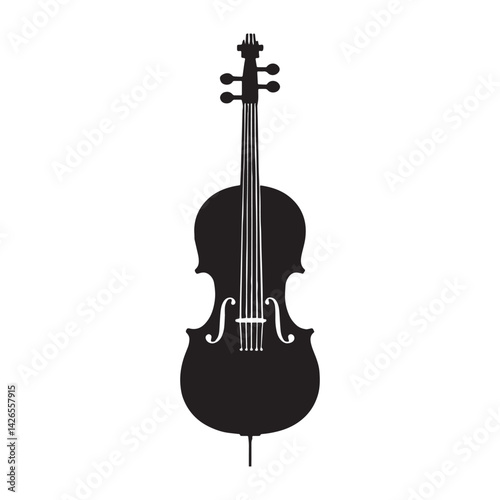 Modern Violin silhouette, sleek string elegance – Violin illustration – Minimalist Violin vector – Musical instrument silhouette

