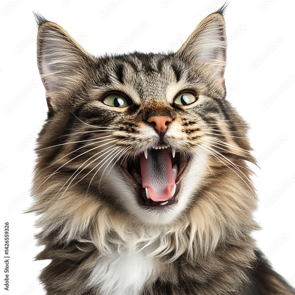 [Transparent Background PNG]Close-up Portrait of a Playful Cat