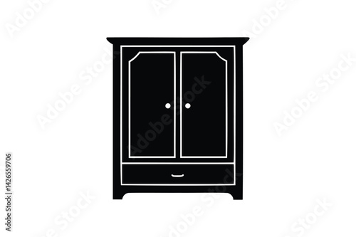 Wardrobe icon silhouette on white background