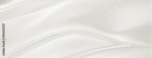 Silky white background, smooth and flowing. The background is elegant and soft, with a white, luxurious texture. Perfect for a serene background. Smooth elegant silk fabric texture background vector