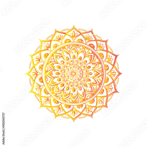 Gold mandala with symmetrical design

