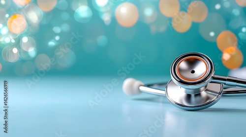 A stethoscope on a blurred medical background