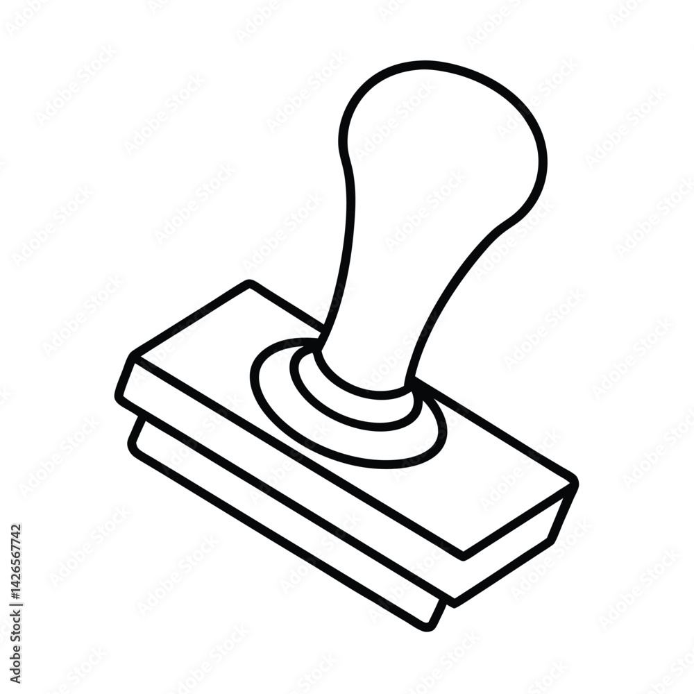 Minimalist outline illustration of a rubber stamp for office use and design purposes Minimalist outline illustration of a rubber stamp for office use and design purposes