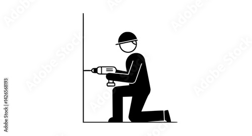 Black and white figure with drill