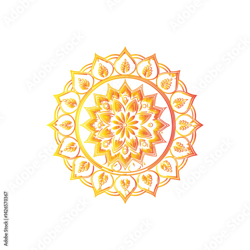 Circular golden mandala design

