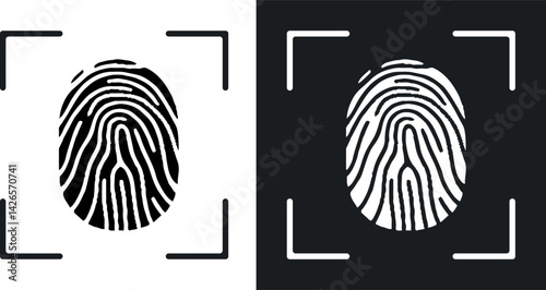 Fingerprint Icon Flat vector set outline stock illustration.