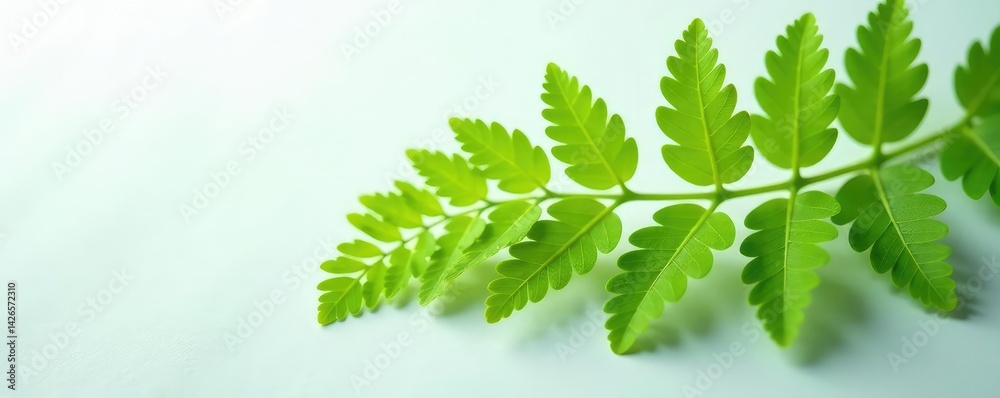 Delicate ferns unfolding on a crisp white surface, green, nature, delicate Delicate ferns unfolding on a crisp white surface, green, nature, delicate