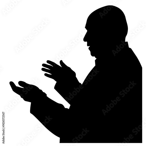 Silhouette of a man expressing excitement while gesturing  