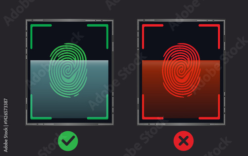 Human thumbprint. Icon. Fingerprint access control.