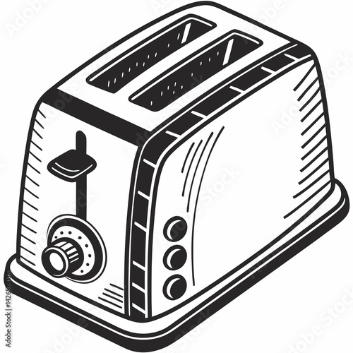 Detailed Close up of Black and White Vector Logo Silhouette Showcasing a Classic Toaster Design Generative AI