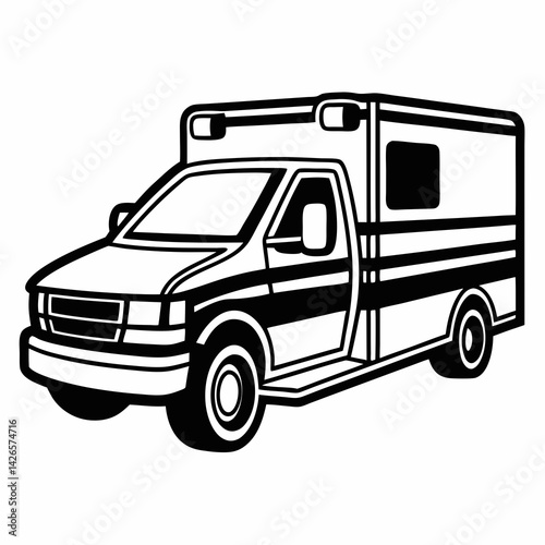 Wallpaper Mural High Definition Black and White Vector Silhouette of an Ambulance With Open Door and Clear Detailing for Versatile Design Use Generative AI Torontodigital.ca