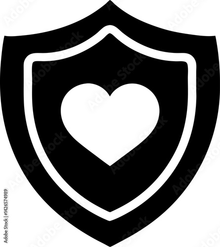Shield Playing Card Heart Icon Silhouette