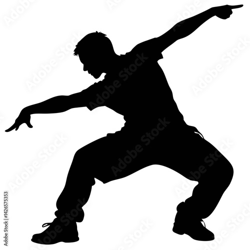 Urban Dancer in a Dynamic Silhouette Showcasing Street Dance Moves During Sunset in an Urban Environment Generative AI