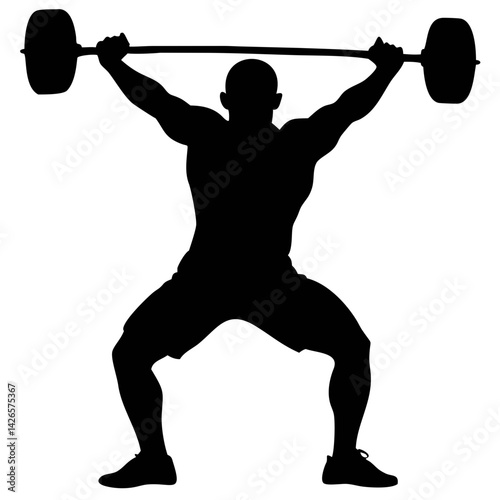 Silhouette of Strength in a Determined Pose During a Weightlifting Session in a Gym Setting Generative AI