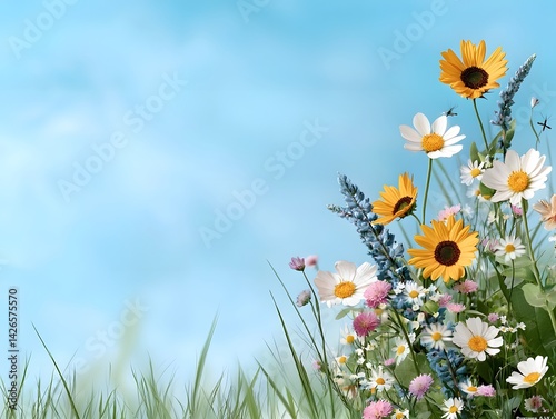 Vibrant wildflowers in a summer meadow