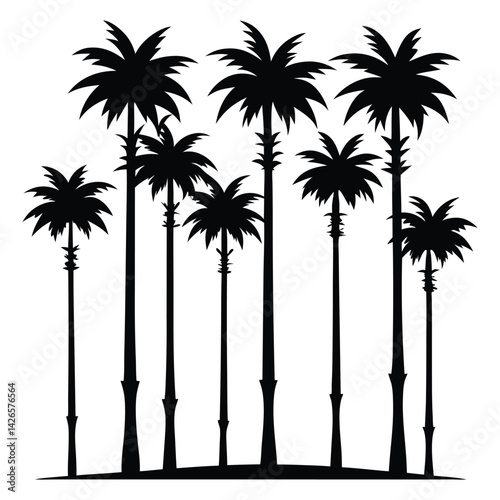 Black Silhouette Tree Illustration – Isolated Nature Element with Branches, Roots and Seasonal Variations	