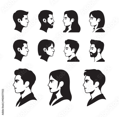 People silhouette avatar user profile icon vector collection