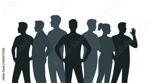 Group of people standing silhouette vector illustration