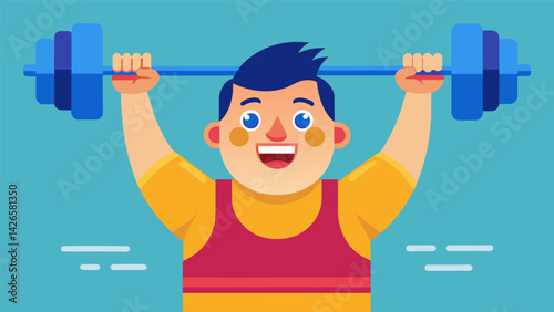 A triumphant smile lights up the weightlifters face as they successfully complete the lift solidifying their place as a true champion.. Vector illustration