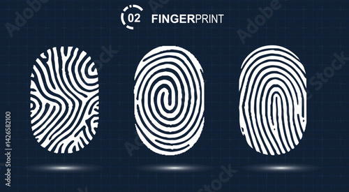 Finger print id authentication symbol set. Fingerprints icon set vector isolated. Vector eps10