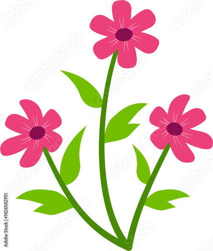 Vector flat illustration of organic spring flowers with soft colors. Perfect for invitations, packaging, branding, greeting cards, and decorative seasonal designs.