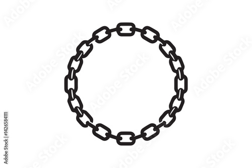 Simple metal chain silhouette on white background