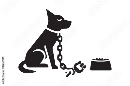 Dog sitting silhouette on white background. 