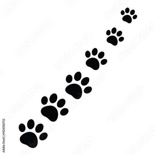 paw vector foot trail print silhouette