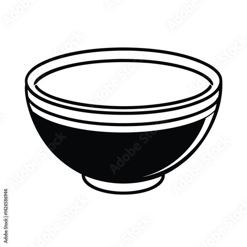Isolated simple bowl vector illustration black and white design for culinary and food themes
