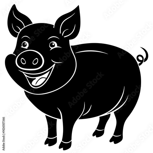"Pig Smiling Vector Illustration on White Background - Cute and Fun AI Graphic Design File"