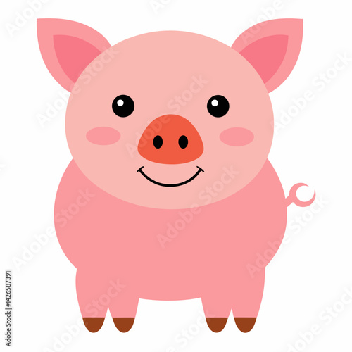 "Pig Smiling Vector Illustration on White Background - Cute and Fun AI Graphic Design File"