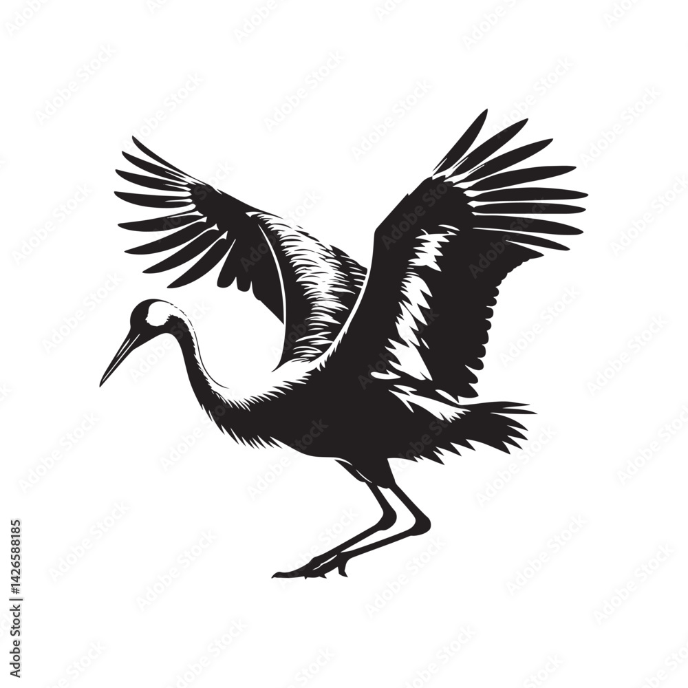 Obraz premium Whooping crane minimal Vector - Whooping crane Illustration of Whooping crane - Minimal Whooping crane Silhouette.
