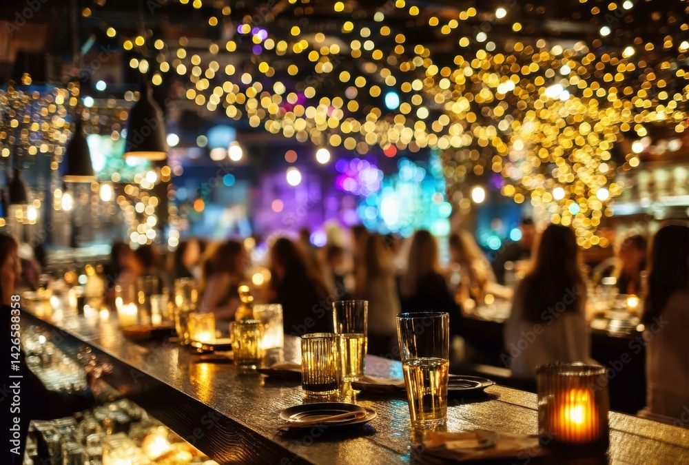 Nightclub Bar Scene with Diverse People Nightclub Bar Scene with Diverse People