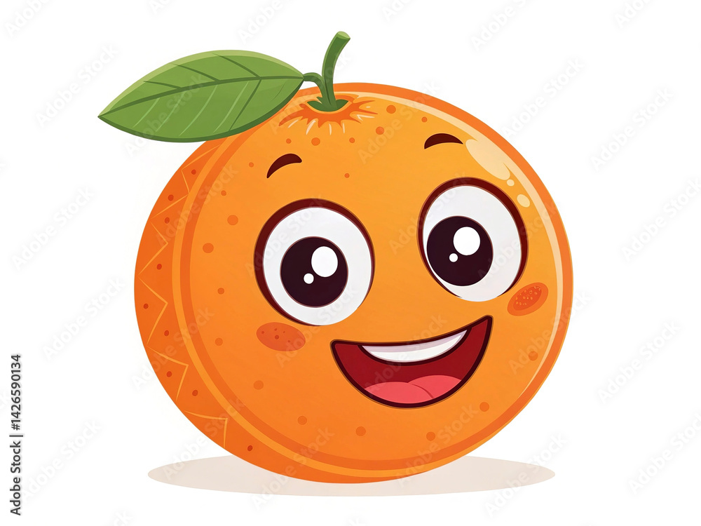 Fototapeta premium Playful orange mascot dancing with animated limbs, in vibrant colors. isolated on white background