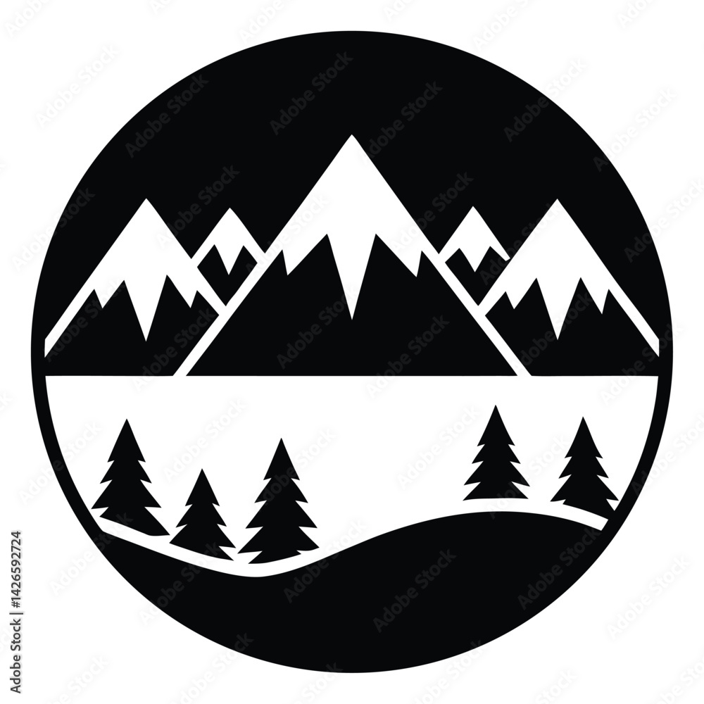 Obraz premium vector illustration of a mountain landscape