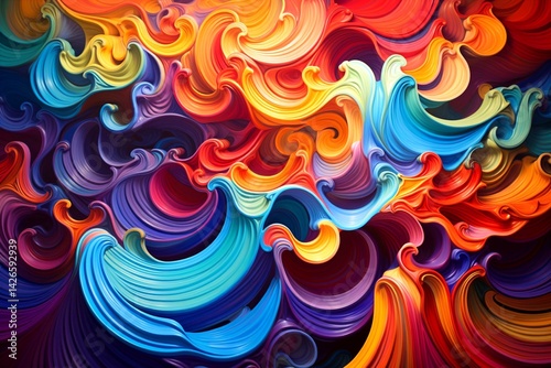 Colorful abstract background of flowing liquid paint. Artwork for creative design. Generative AI