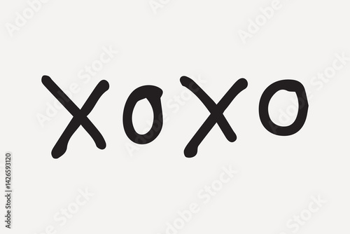 Minimalist hand-drawn 'xoxo' text, element vector