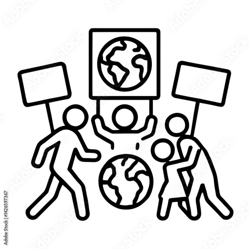Activists promoting Earth Day awareness with protest signs  