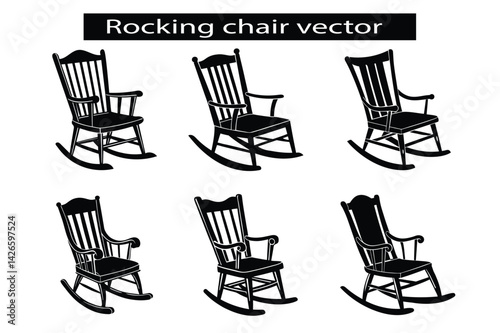 Set of black wooden chairs for home or office interior design