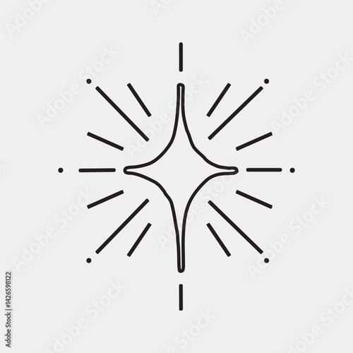 Minimalist starburst line art vector