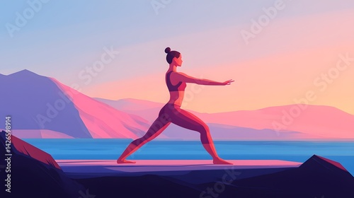 Serene yoga pose at sunset by the ocean