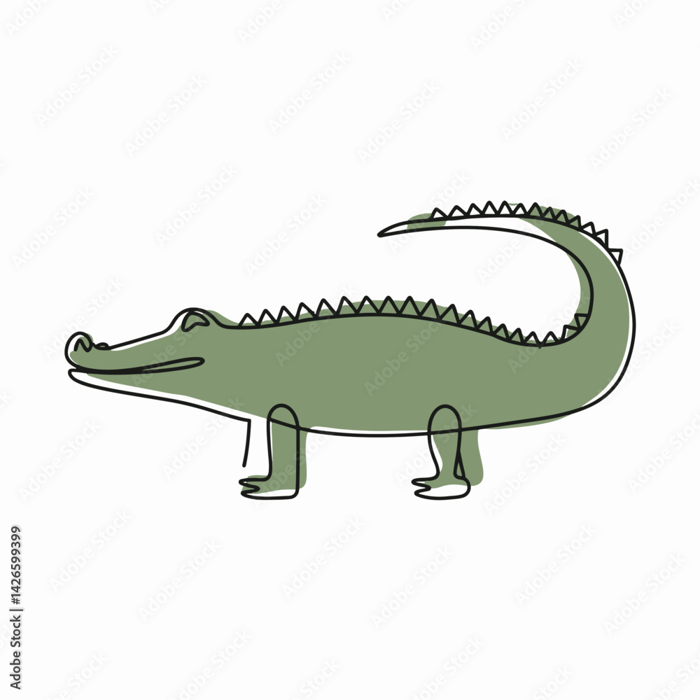 Fototapeta premium line art alligator with color 2