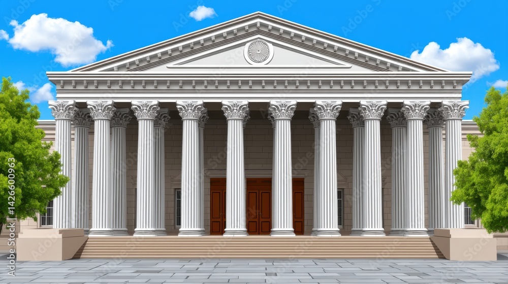 Obraz premium Classical Building with Columns and Pediment