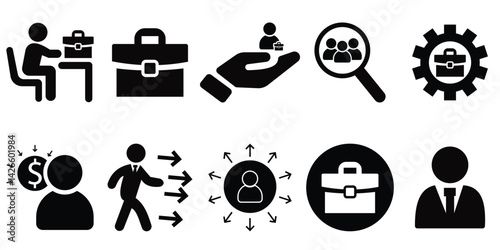 Set of recruitment icon set. Headhunting, career, resume, job hiring, candidate and human resource icons of vector illustration

